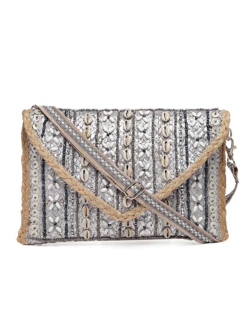 Silver Embellished Sling Bag