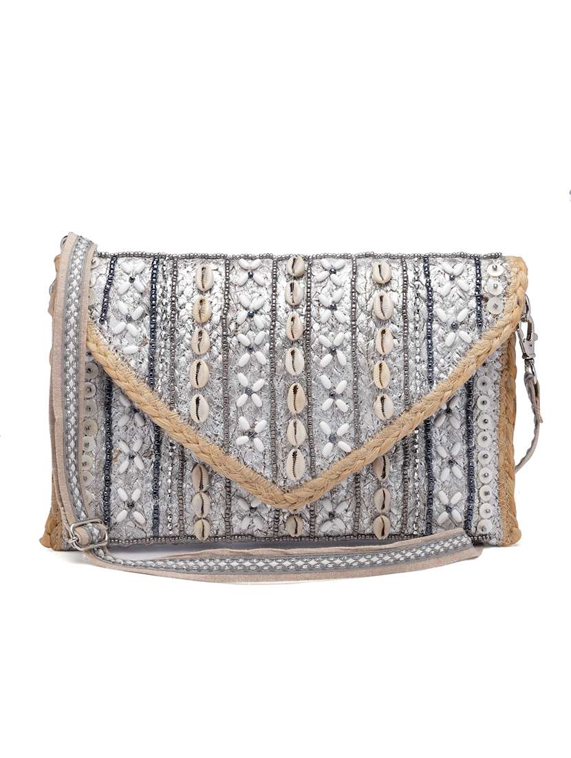 Silver Embellished Sling Bag
