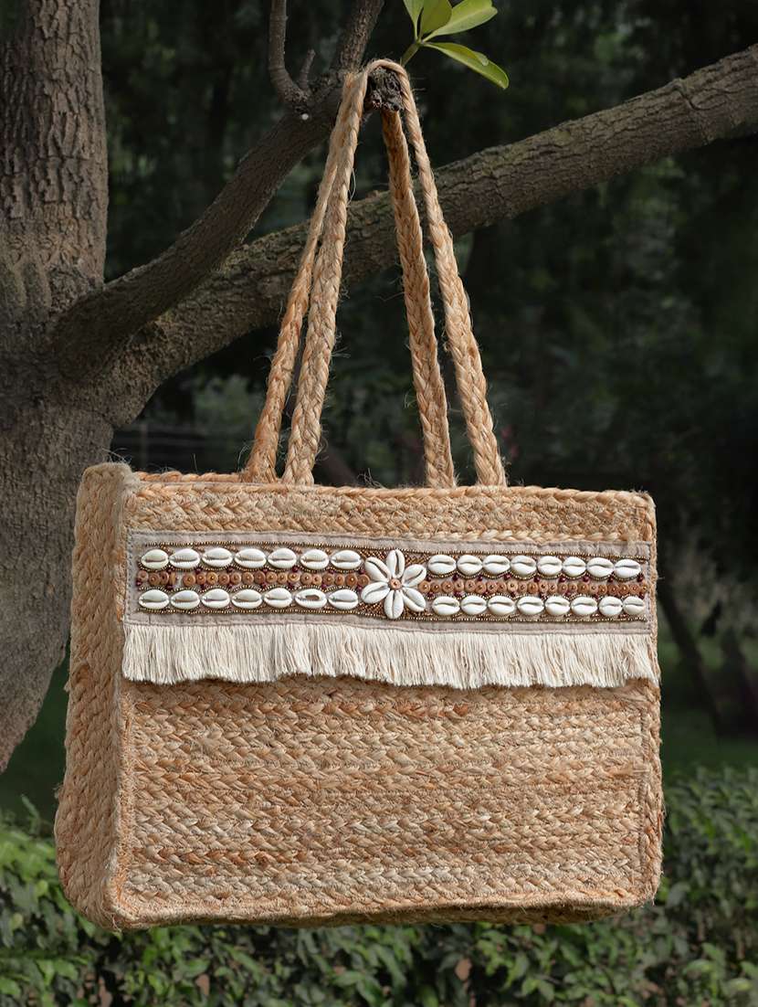 beige jute regular tote - 20852454 -  Zoom Image - 0