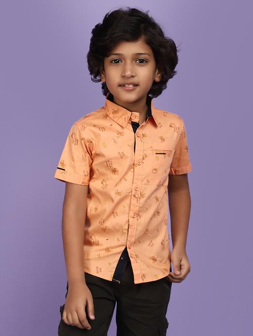 coral cotton printed shirt - 20852554 - Standard Image - 0