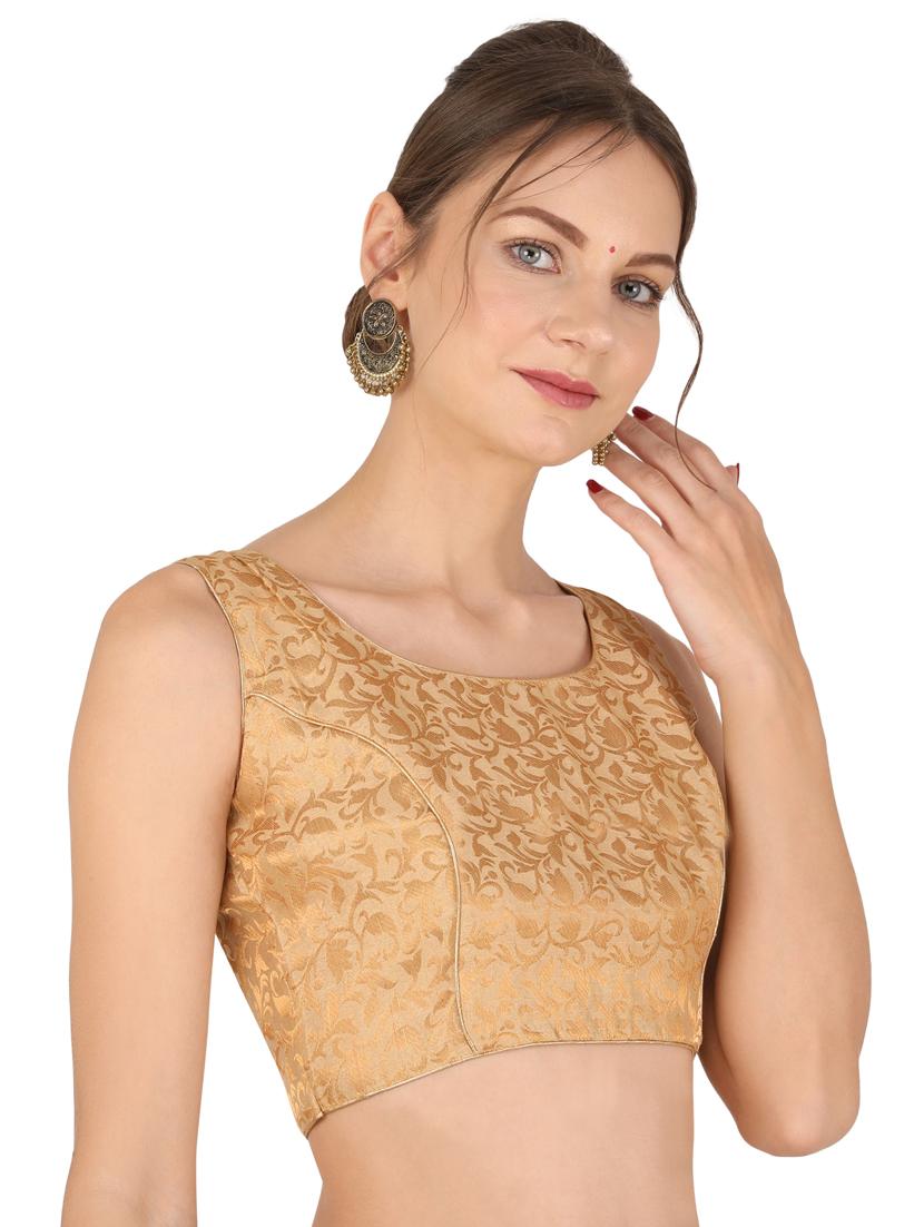 gold chanderi brocade blouse - 20852697 - Standard Image - 2