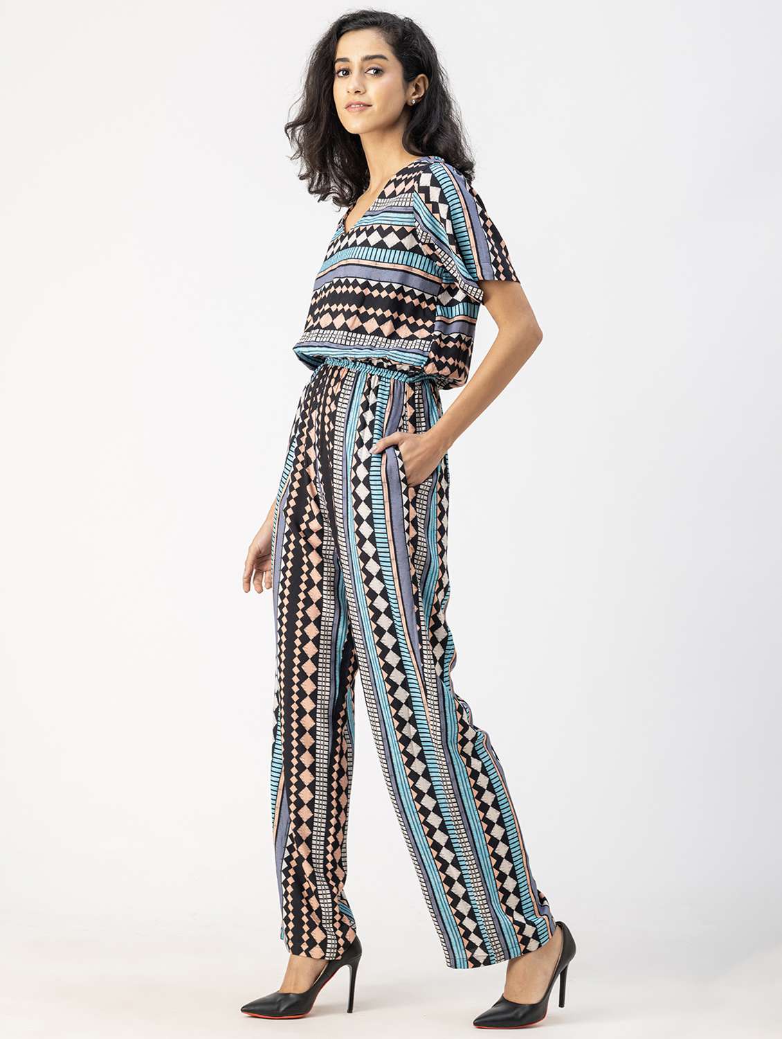 women multicolored printed full leg jumpsuit - 20852807 -  Standard Image - 2