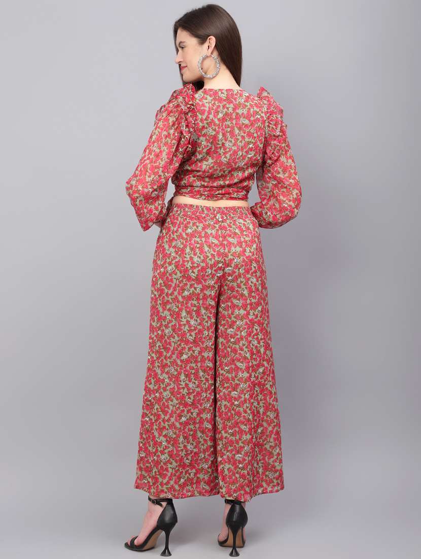 women green printed top and trouser co-ord set - 20852904 - Standard Image - 2
