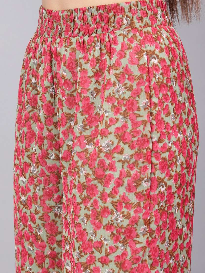 women green printed top and trouser co-ord set - 20852904 - Standard Image - 7