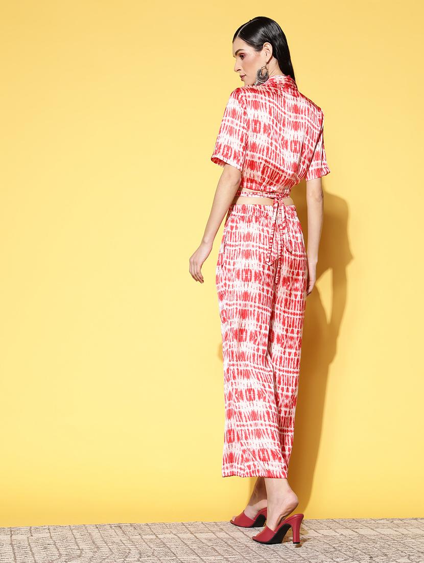 red printed detailed top & palazzo set - 20852913 - Standard Image - 2