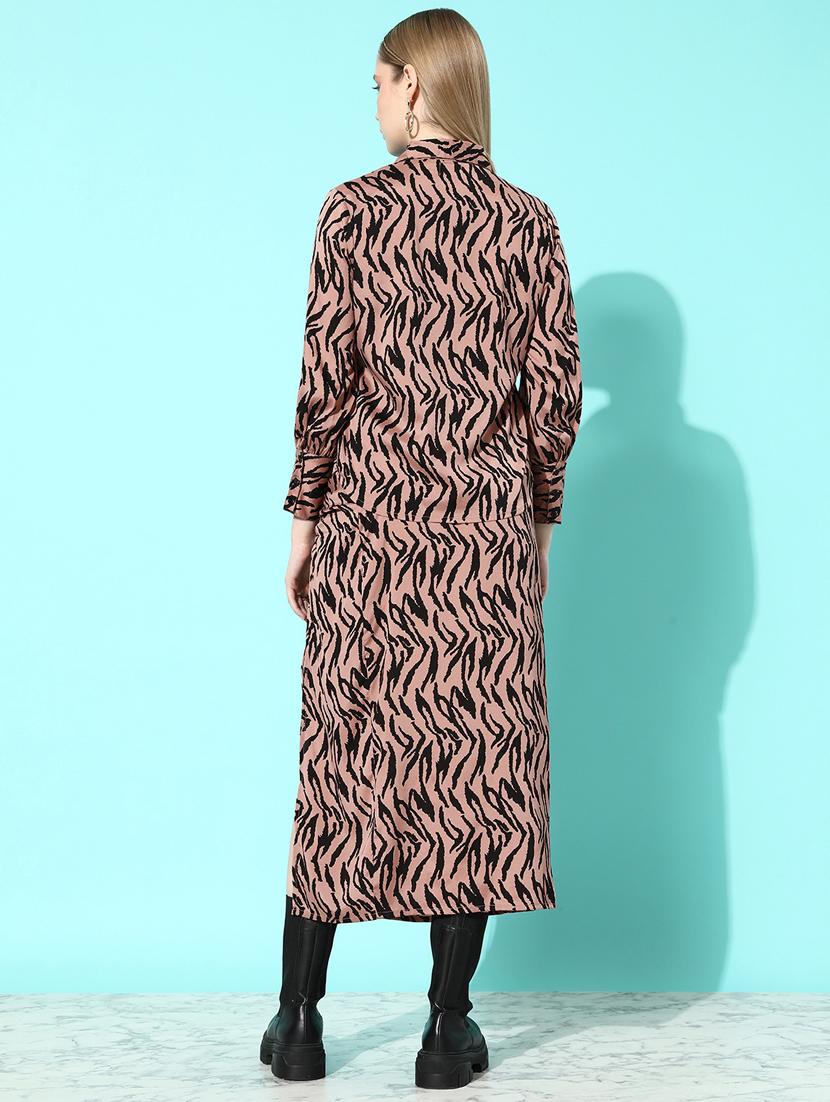 women brown printed top and skirt co-ord set - 20852917 - Standard Image - 2