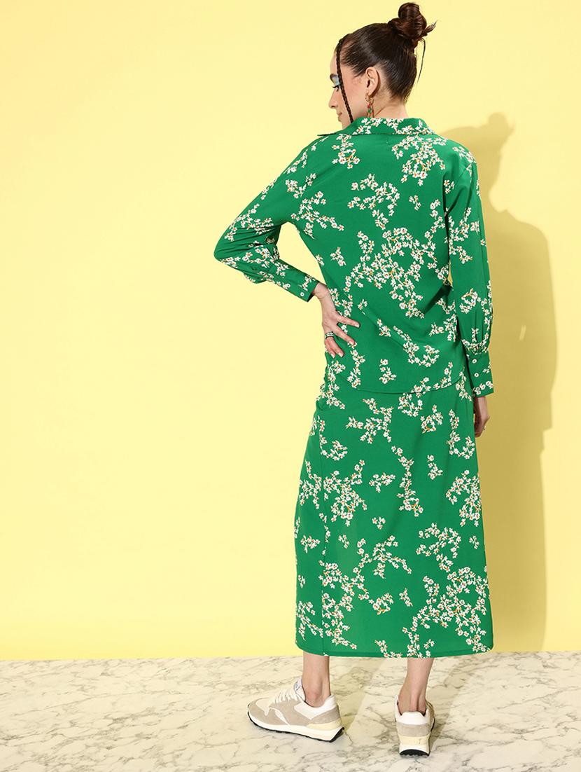 women green floral printed top and trouser co-ord set - 20852920 - Standard Image - 2