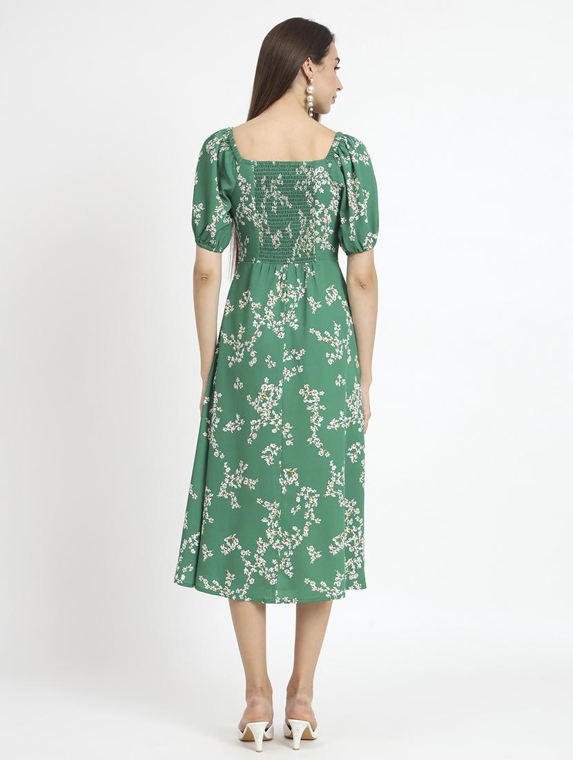 women green floral printed a-line dress - 20852967 - Standard Image - 2