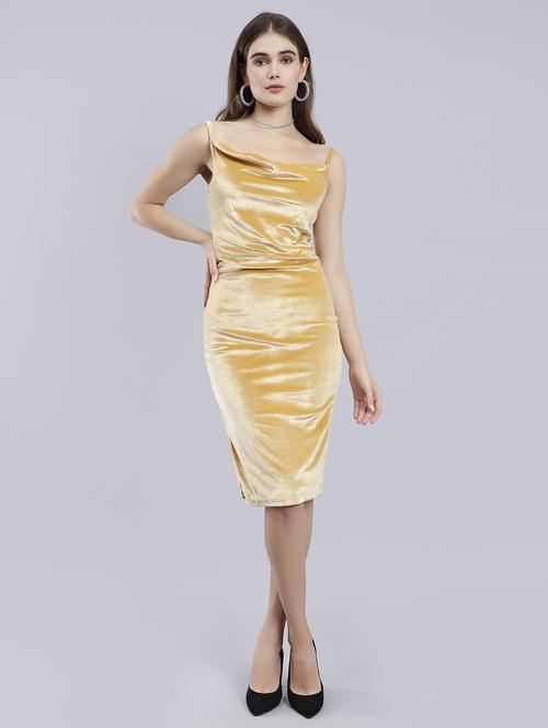 solid gold velvet bodycon dress - 20852972 -  Standard Image - 0