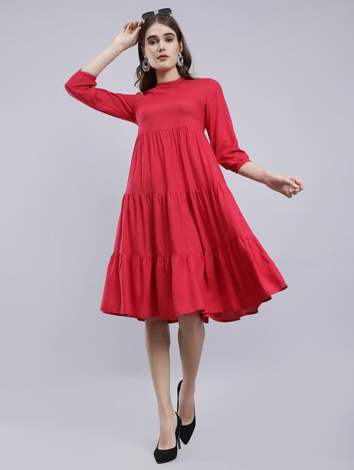 women pink solid fit & flare dress - 20852981 -  Standard Image - 0