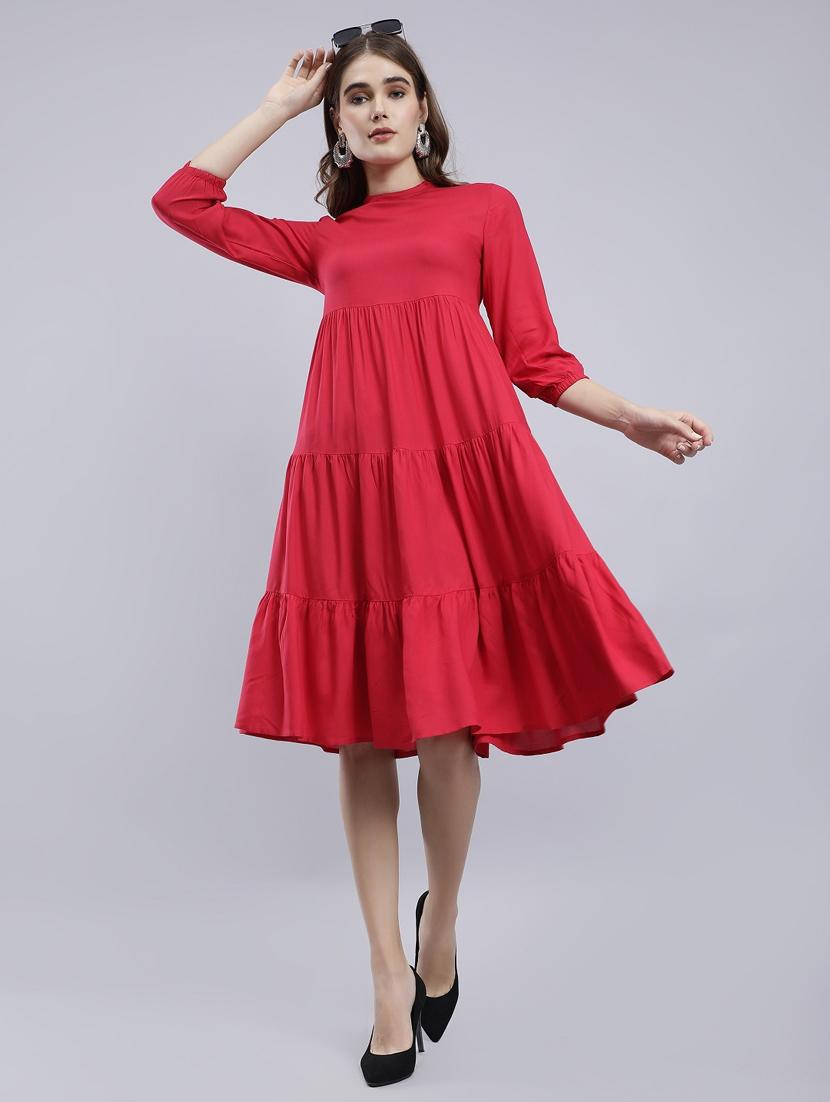 women pink solid fit & flare dress - 20852981 -  Zoom Image - 0