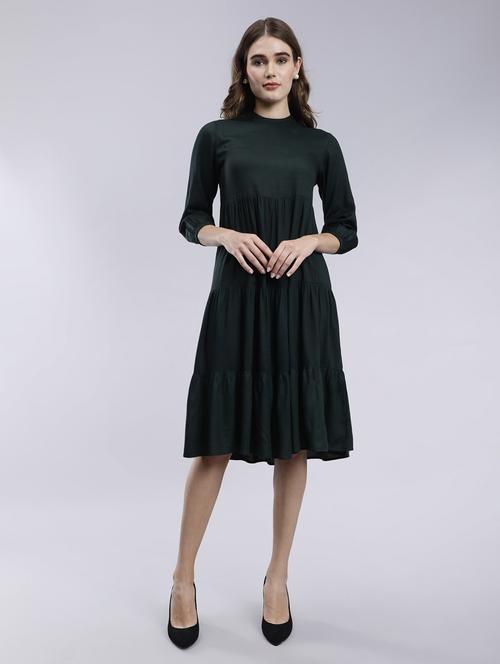 women green solid fit & flare dress - 20852983 - Standard Image - 0