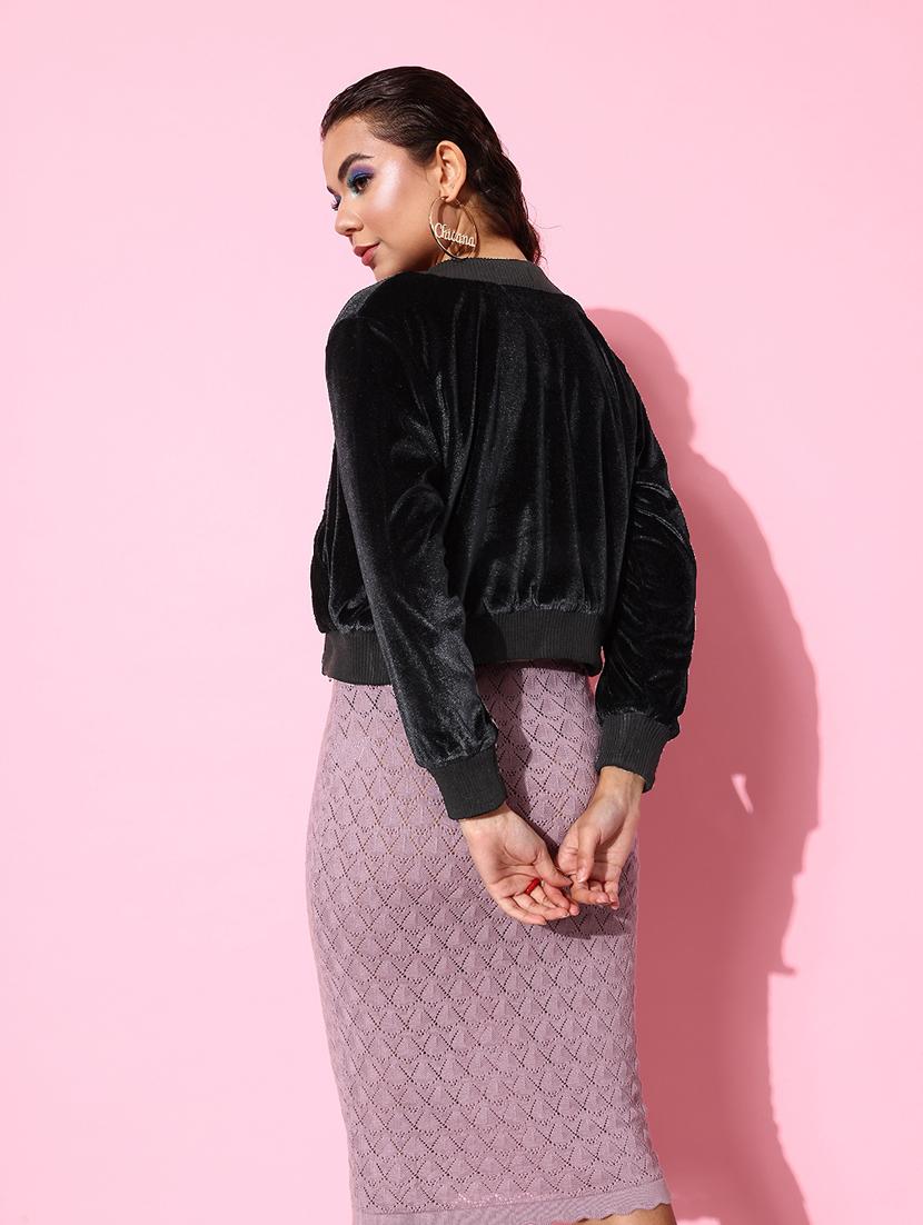 women blue solid summer jacket - 20853031 - Standard Image - 2