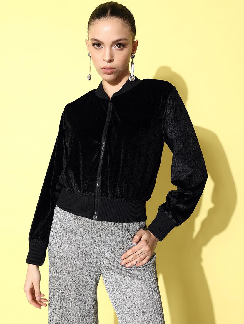 women blue solid summer jacket - 20853035 - Standard Image - 2