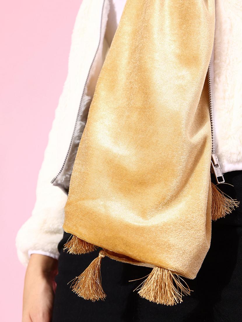 solid gold velvet muffler - 20853059 - Standard Image - 2
