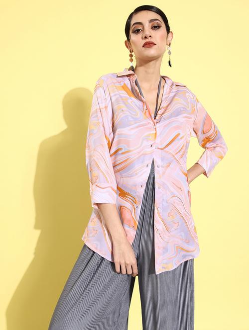 women pink printed regular shirt - 20853101 -  Standard Image - 0