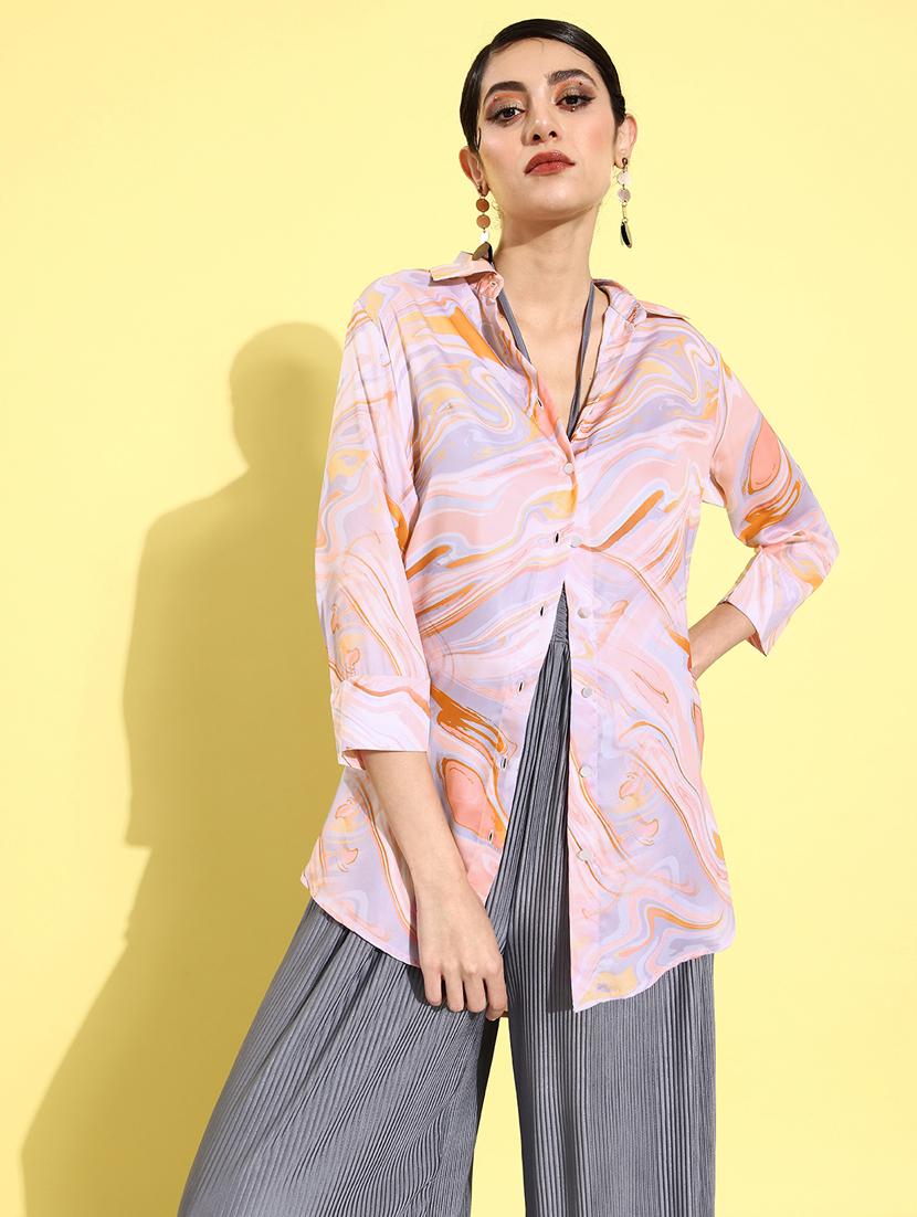 women pink printed regular shirt - 20853101 -  Zoom Image - 0