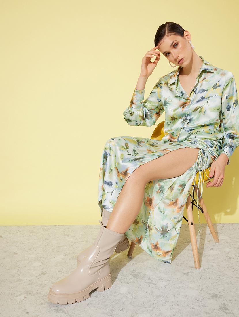 women mid-rise green printed a-line skirt - 20853122 - Standard Image - 2