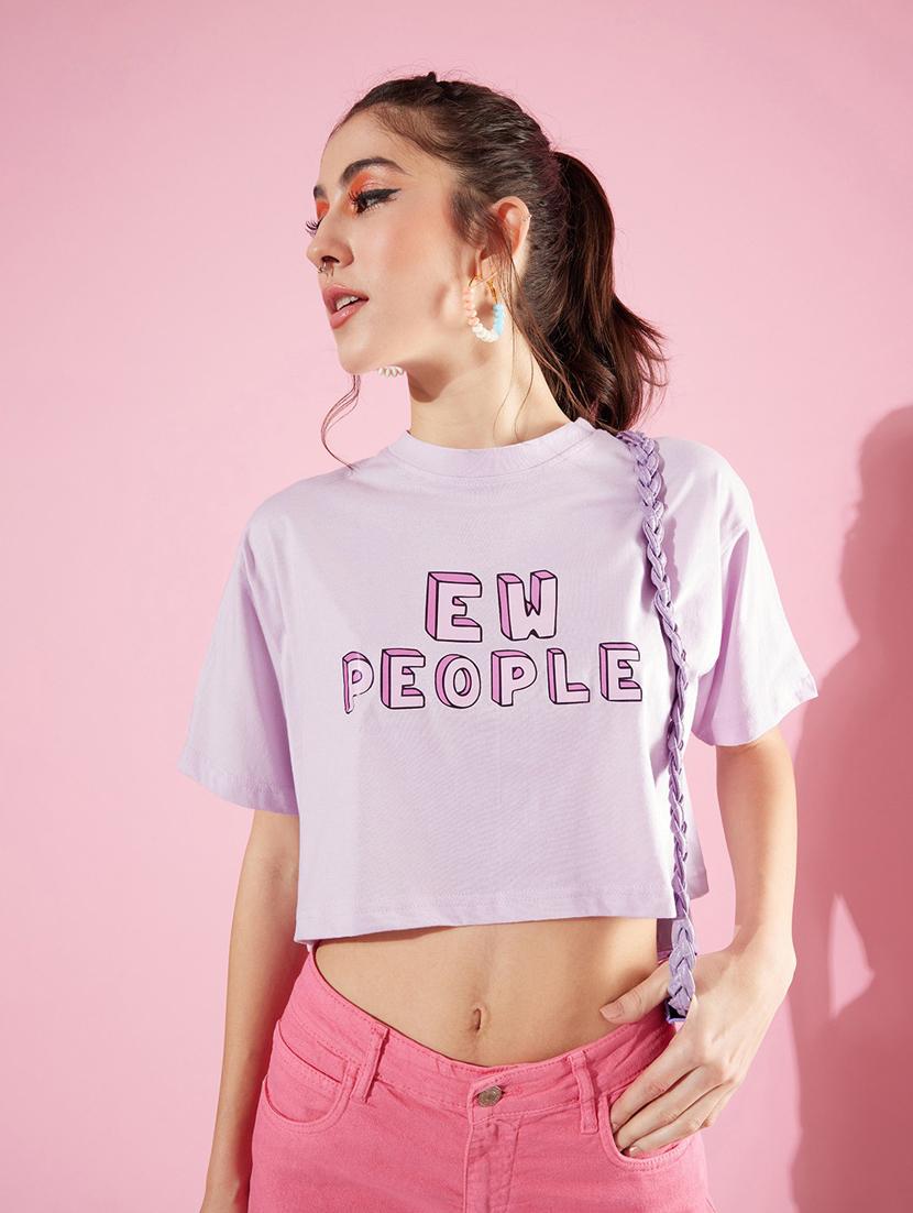 women purple typographic crop t-shirt - 20853147 - Zoom Image - 0