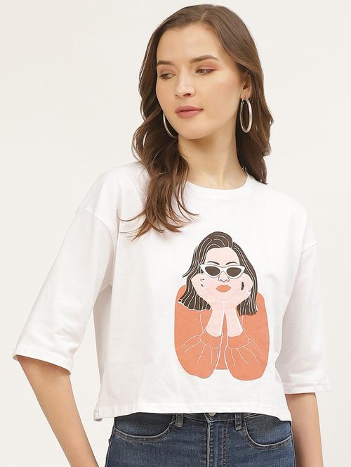 white cotton crop tshirt - 20853152 - Standard Image - 0