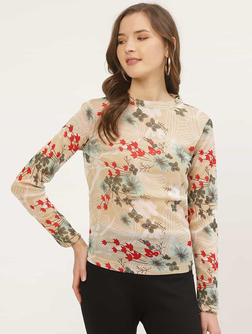 beige floral printed regular top - 20853251 - Zoom Image - 0