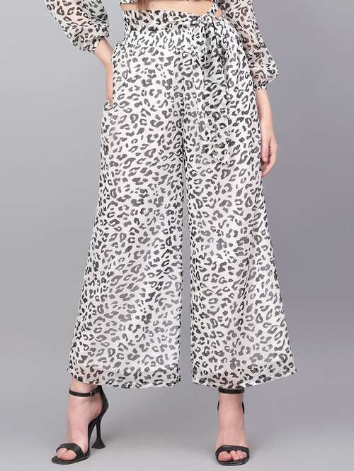 women animal print ankle length wide leg trousers - 20853268 -  Standard Image - 0