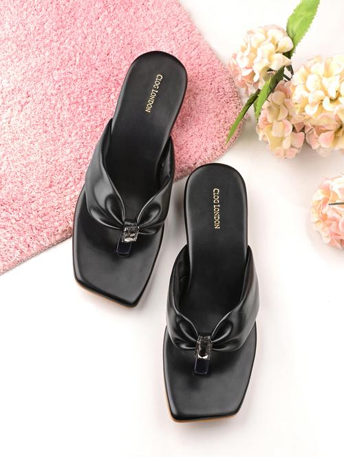 black detailed slip on sandal - 20855436 -  Standard Image - 0
