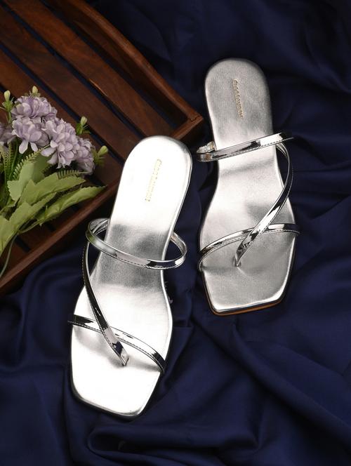 silver detailed slip on sandal - 20855448 -  Standard Image - 0