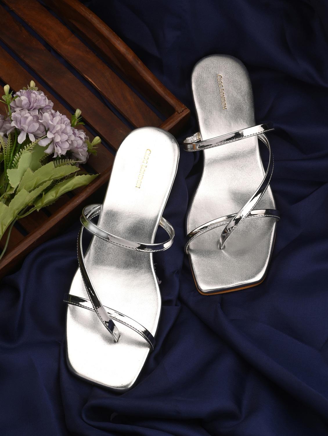 silver detailed slip on sandal - 20855448 -  Zoom Image - 0