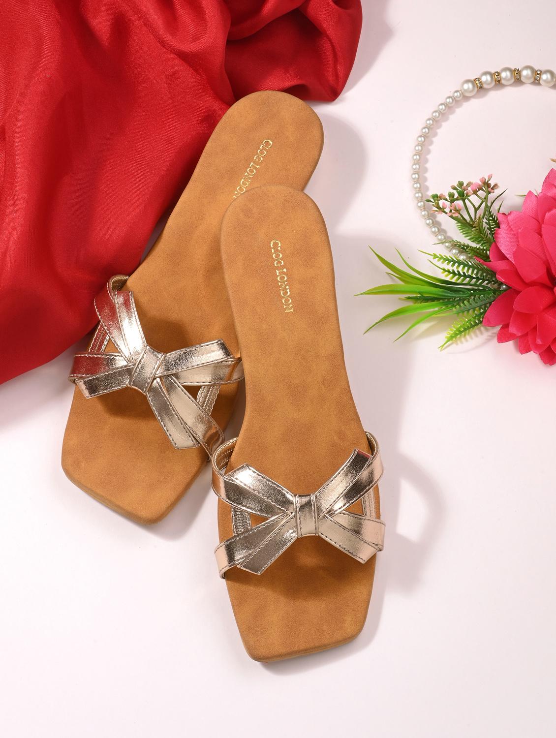 copper synthetic slip on sandals - 20855450 -  Zoom Image - 0