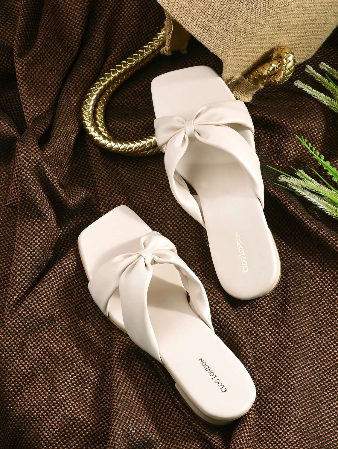 cream detailed slip on sandal