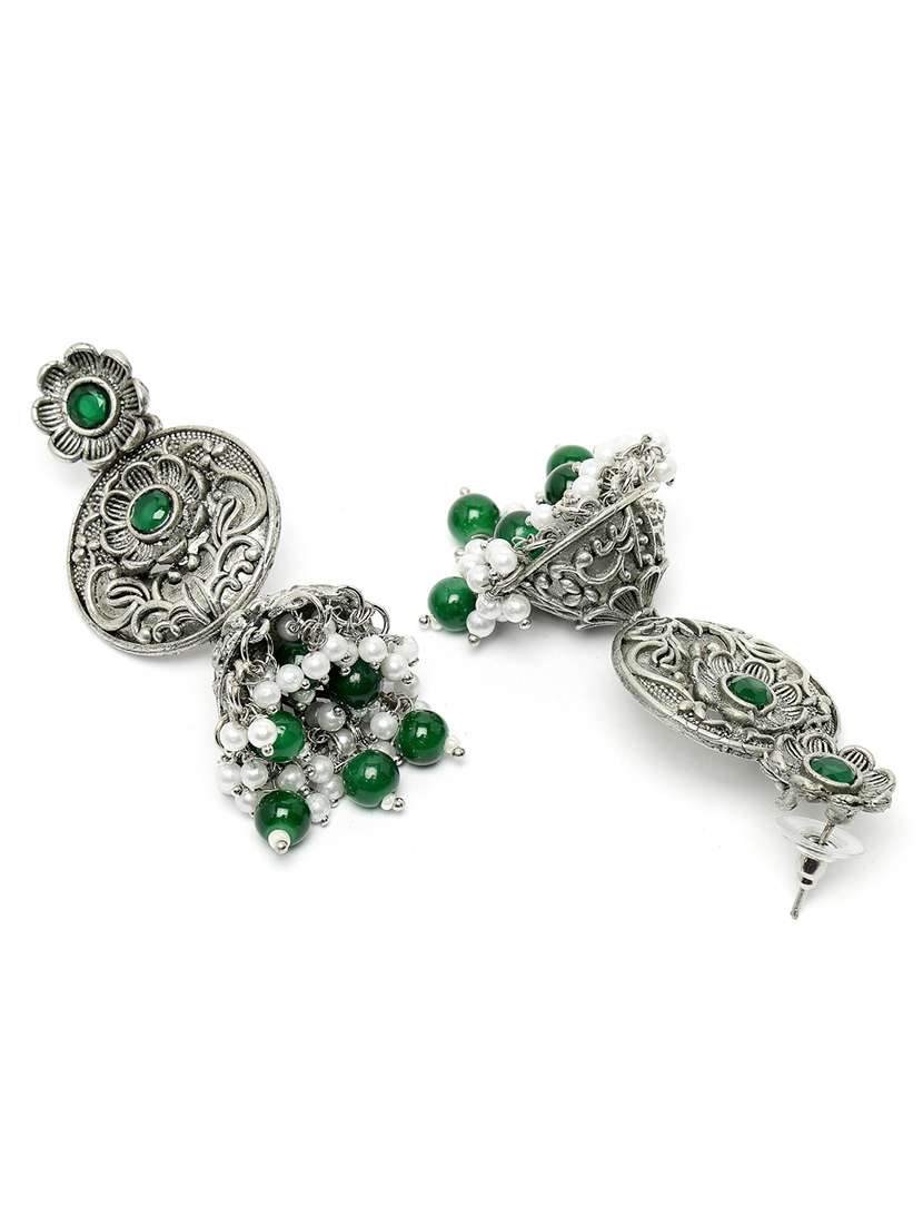 women silver plated jhumka earrings - 20855524 - Standard Image - 2