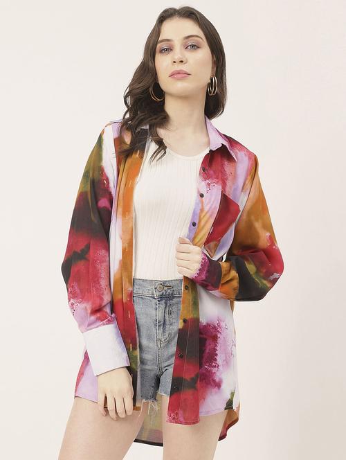 multi colored rayon tie & dye shirt - 20856131 - Standard Image - 0