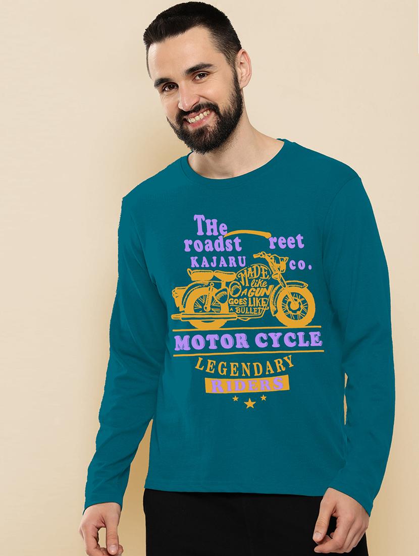 teal polyester front print tshirt - 20857434 - Standard Image - 2