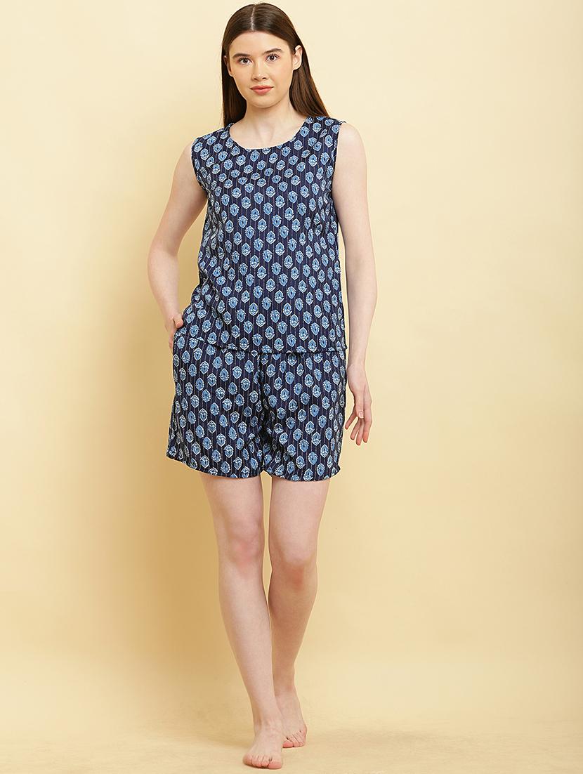 women printed nightwear shorts set