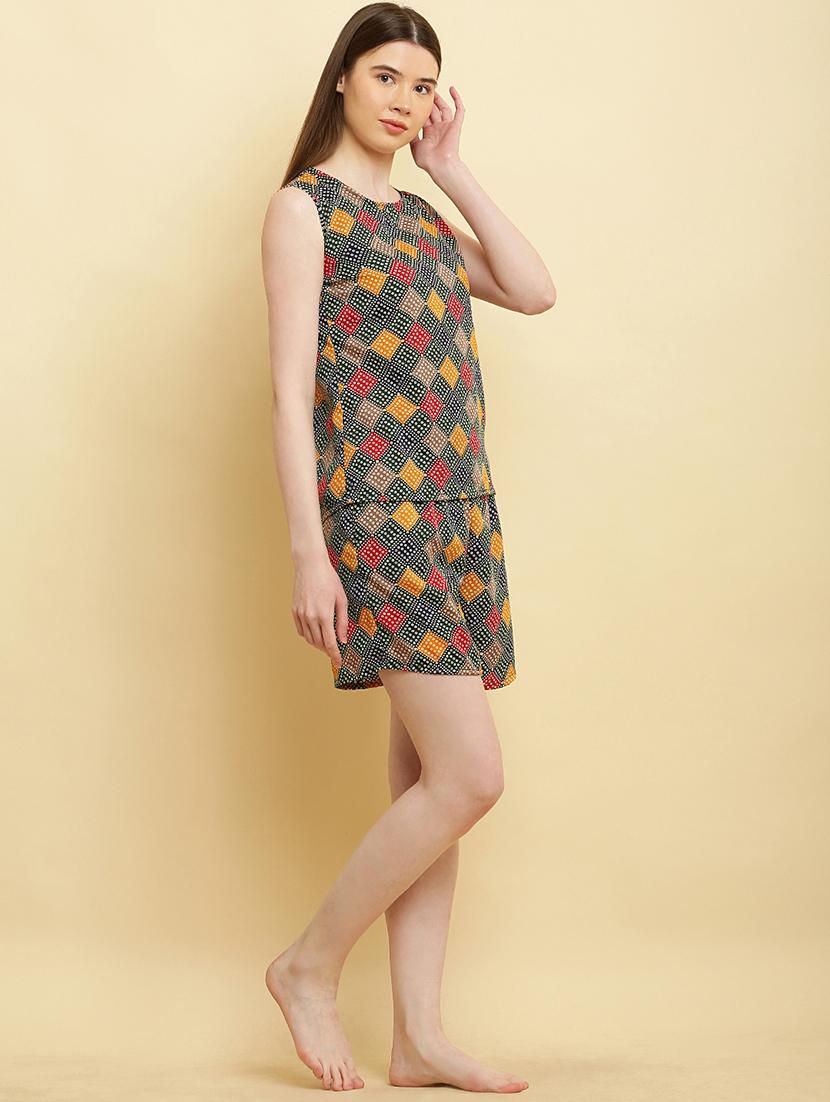 women printed nightwear shorts set - 20857578 - Standard Image - 2