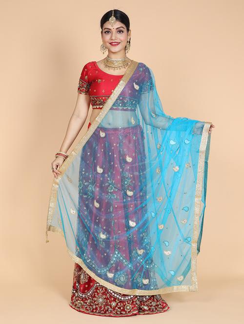 women blue embroidered dupatta - 20857652 - Standard Image - 0