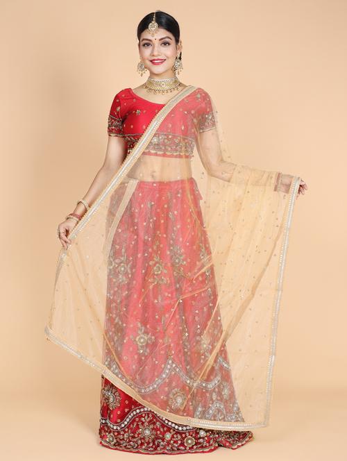 women beige embroidered dupatta - 20857654 -  Standard Image - 0