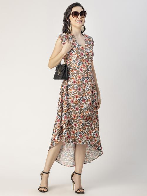 women multicolored floral printed high low dress - 20858517 -  Standard Image - 0