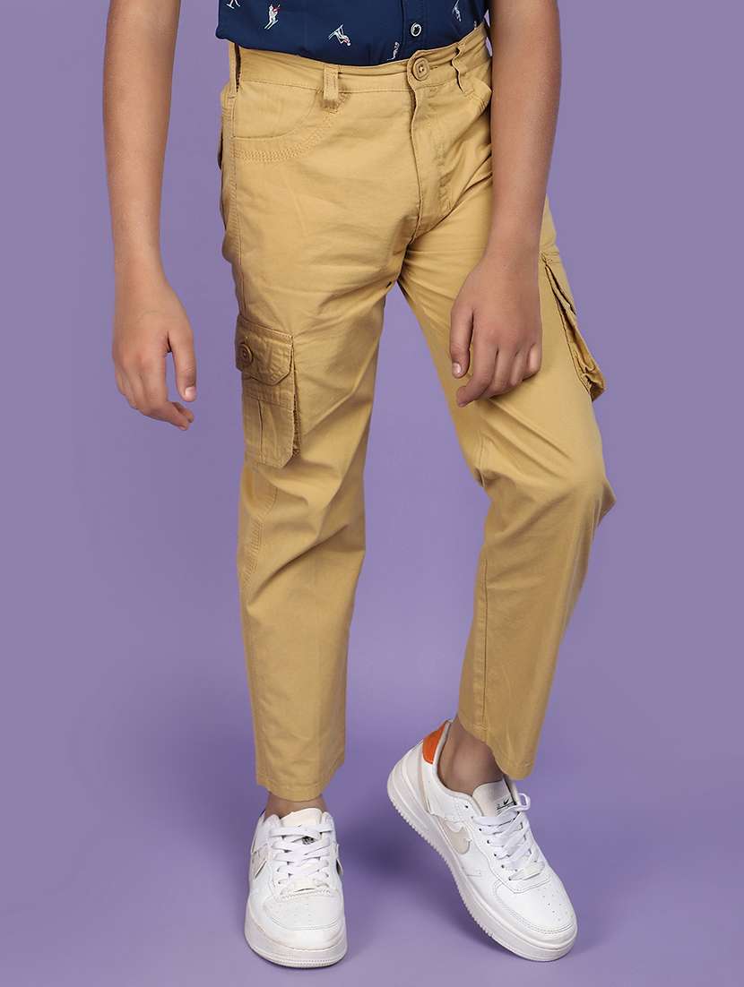 boys khaki solid mid rise cargo - 20862818 -  Standard Image - 2