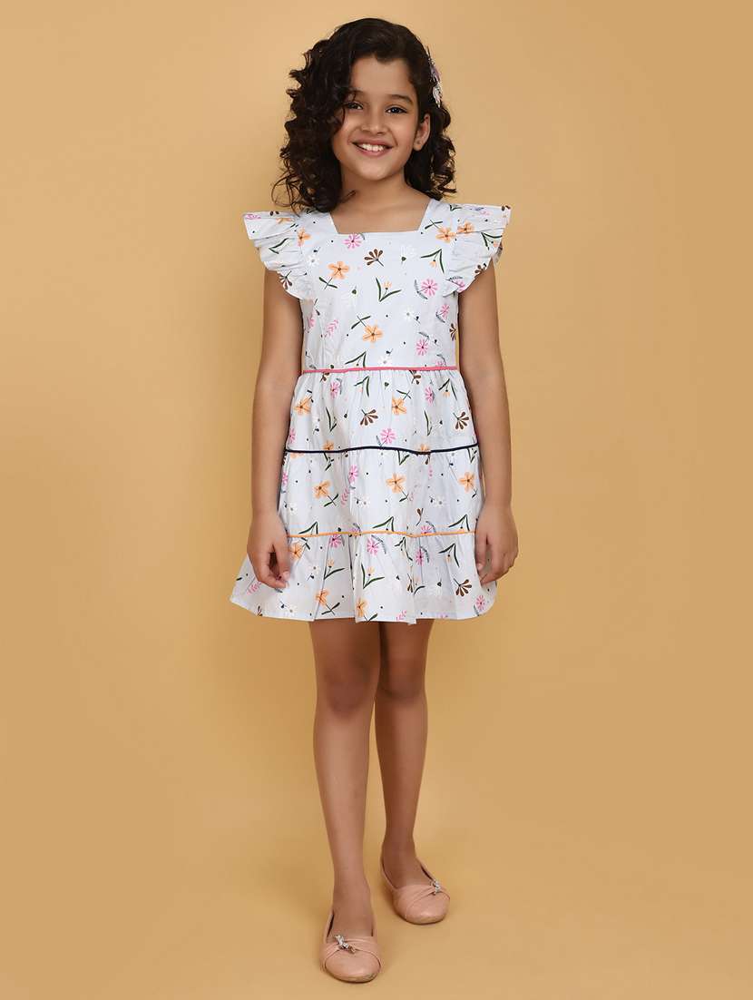 girls square neck printed frock