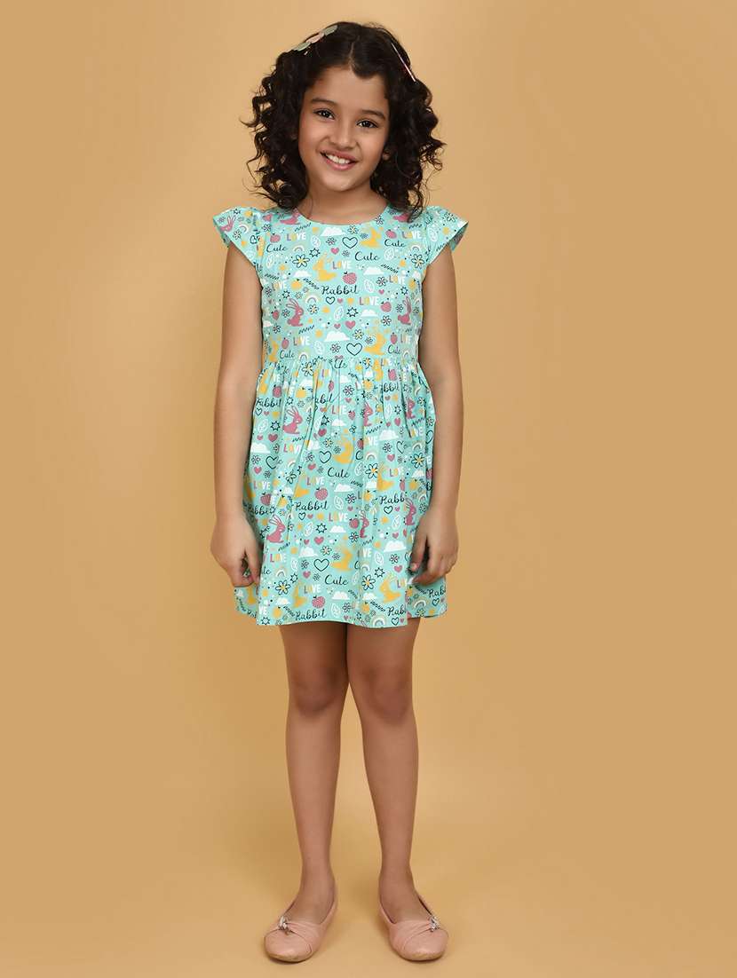 girls round neck printed frock