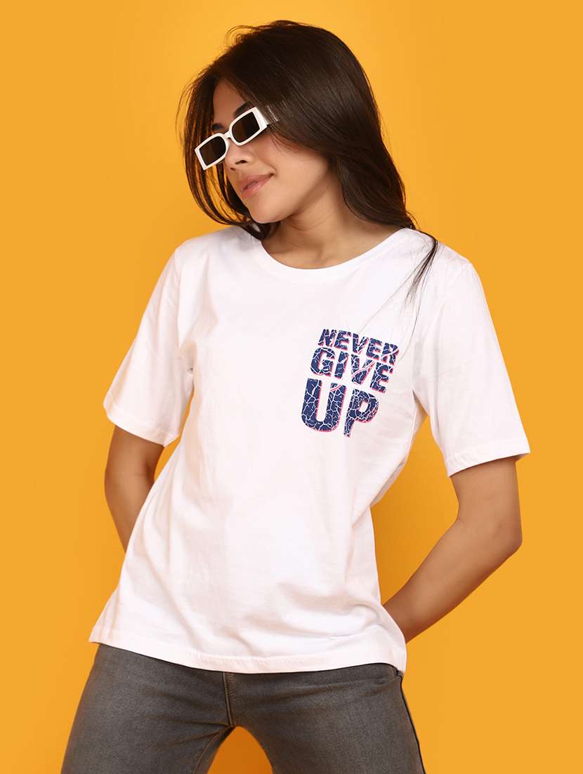 white cotton back print t-shirt