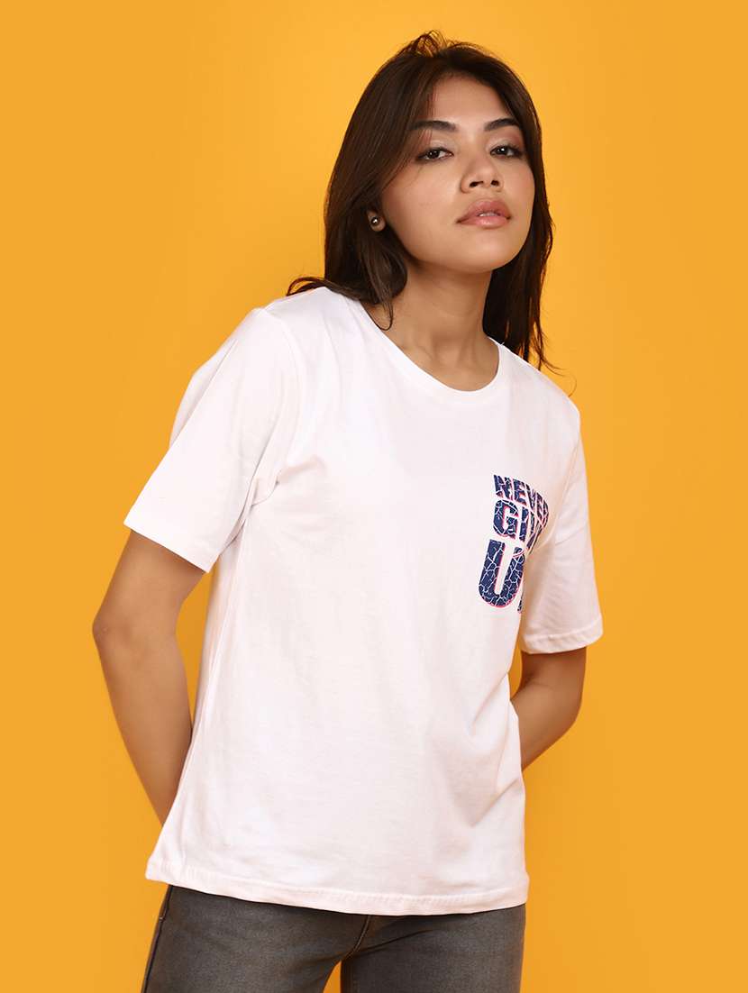 white cotton back print t-shirt - 20862845 -  Standard Image - 2