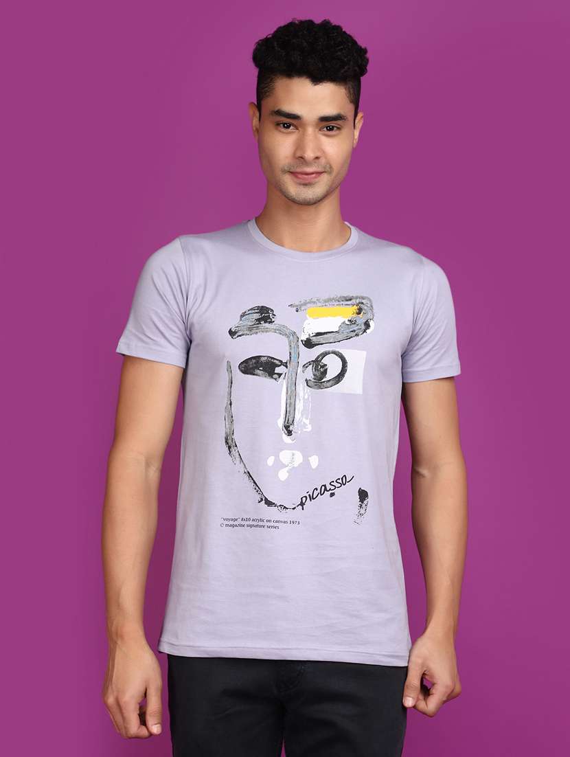 men round neck front printed t-shirt - 20862871 -  Standard Image - 2