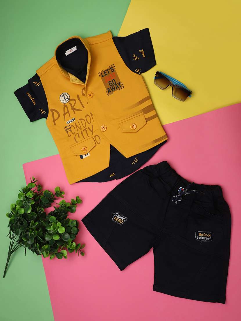 boys short sleeve printed shorts set