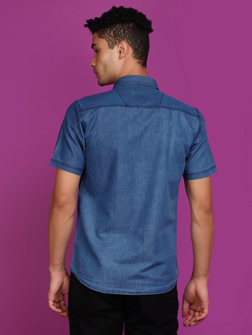 blue denim casual shirt - 20862946 - Standard Image - 2