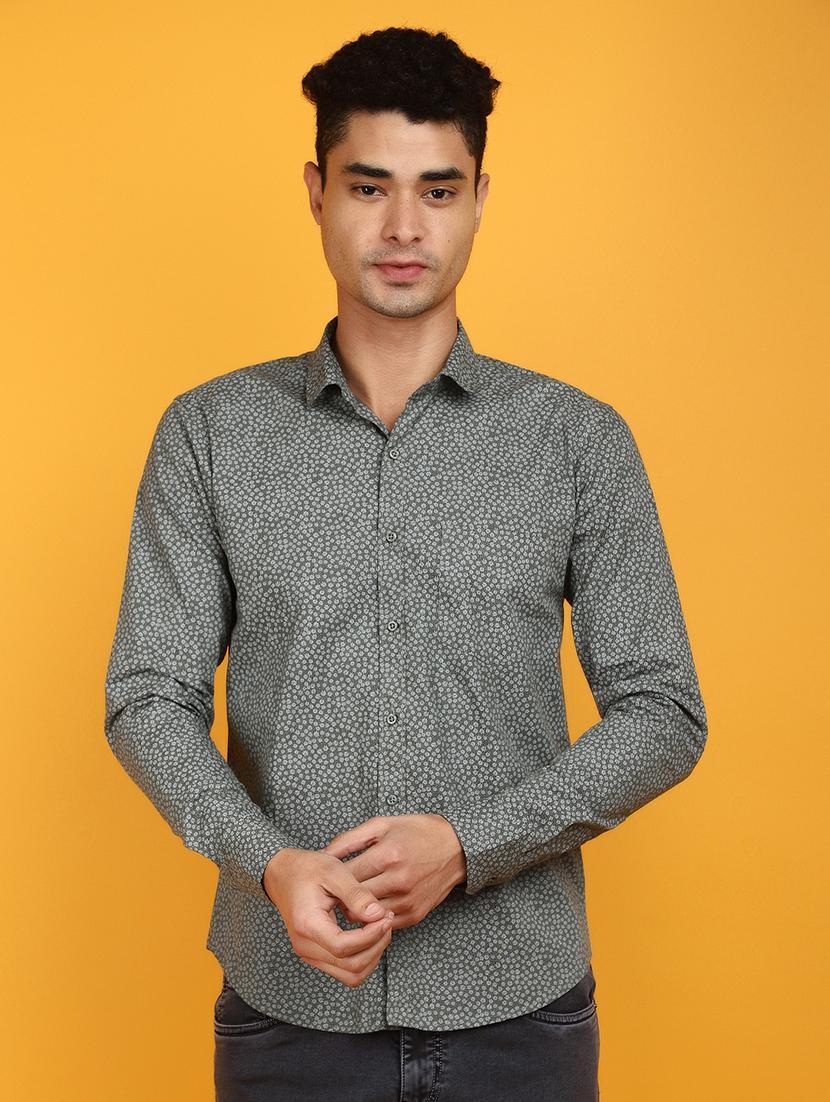 green cotton casual shirt - 20862959 -  Zoom Image - 0