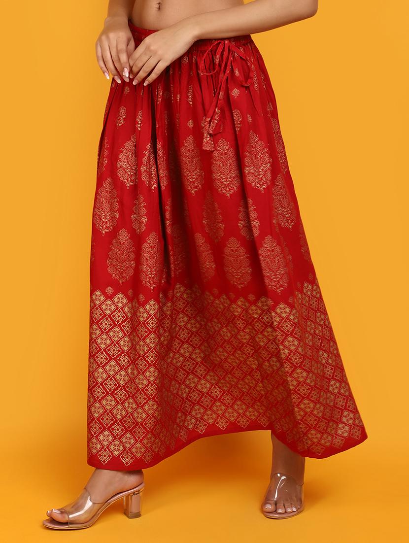 women red printed a-line skirt - 20862986 - Standard Image - 2