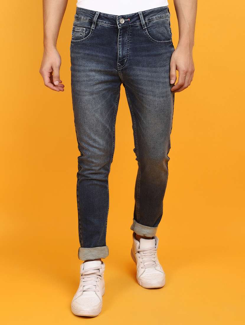 men mid rise washed denim jeans
